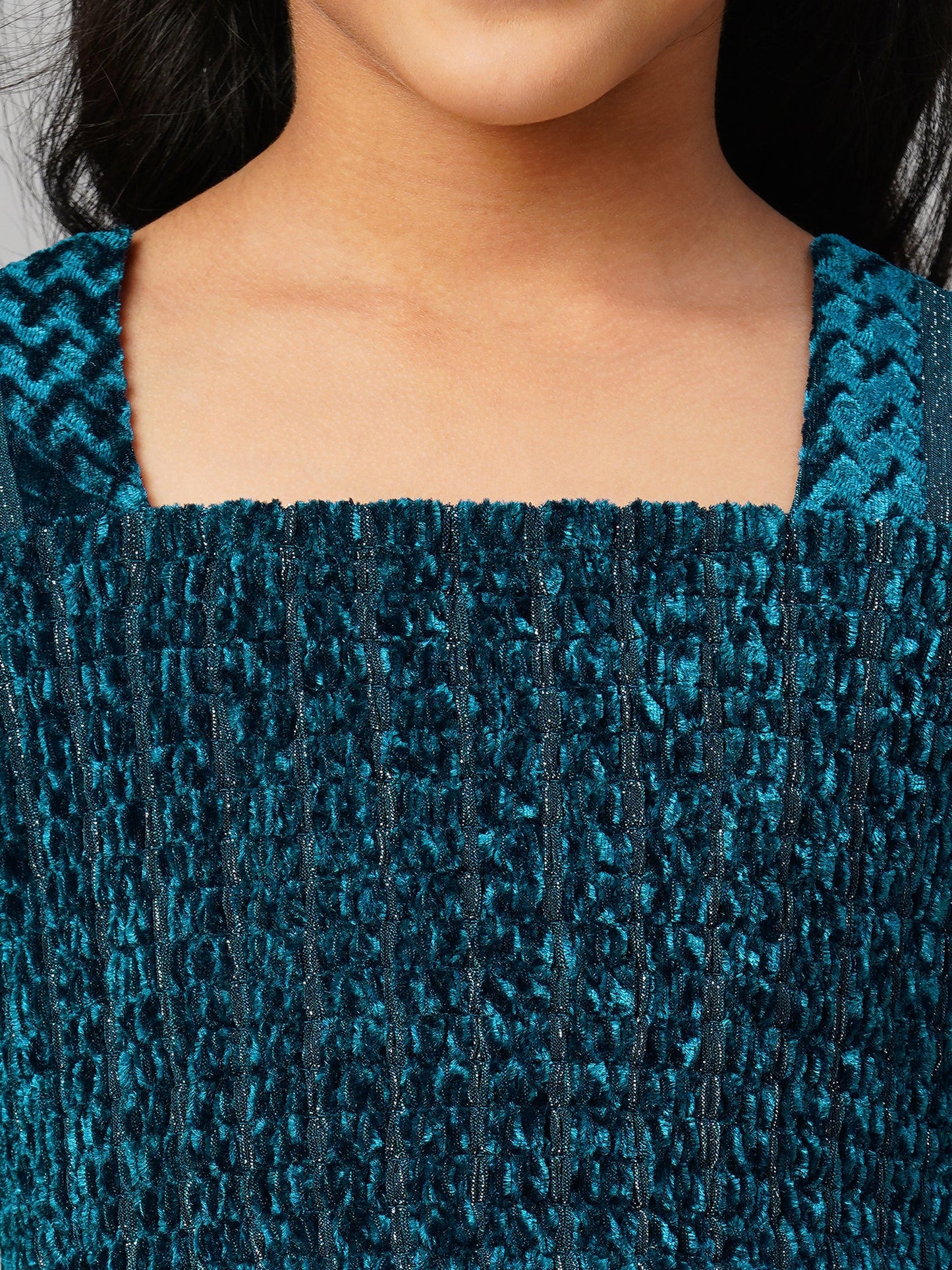 Glam Up Girls Teal Velvet Party Dress - Kee&Ka