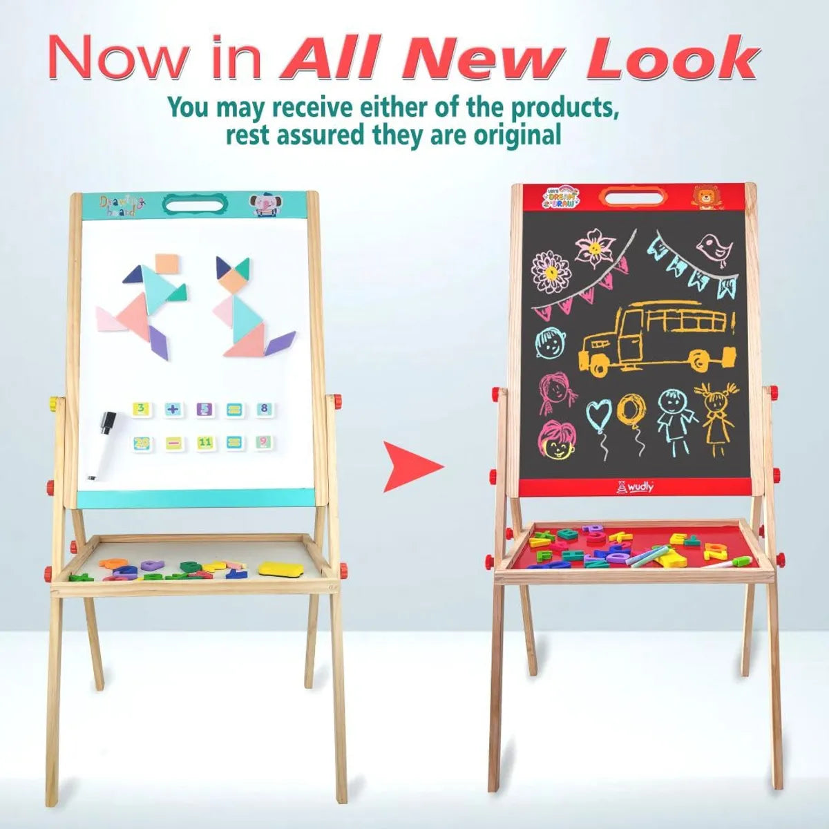 White And Black Wooden 3 In 1 Easel Board For Kids With Stand And Storage Tray - Kee&Ka