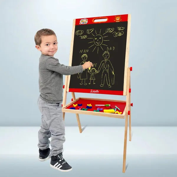 White And Black Wooden 3 In 1 Easel Board For Kids With Stand And Storage Tray - Kee&Ka