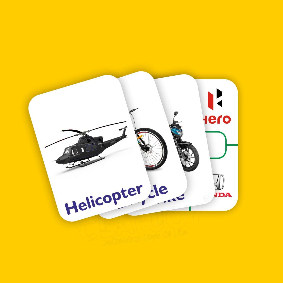Clapjoy Double Sided Flash Cards for Kids (4-Alphabet,Sea Creature,Vehicles & Flowers) - Kee&Ka