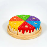 Wooden Rainbow Fruit Cake Toy with Candles | Montessori Educational Pretend Play Cake