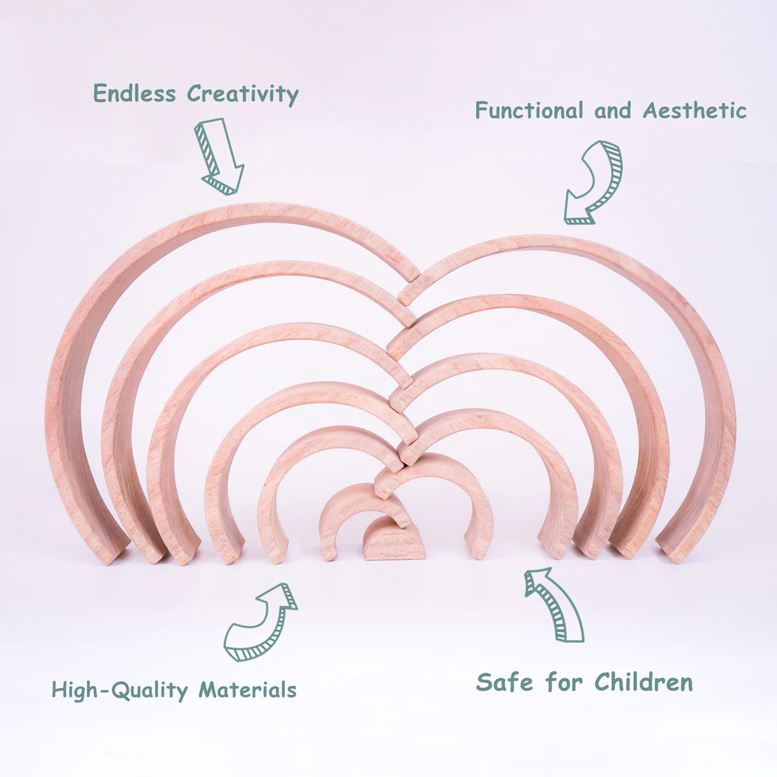Large Wooden Rainbow Arch Stacker Toy