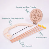 Handmade Wooden Bow and Arrow Set with Pom-Pom Arrows – Eco-Friendly Outdoor Archery Toy for Kids