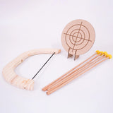 Handmade Wooden Bow and Arrow Set with Pom-Pom Arrows – Eco-Friendly Outdoor Archery Toy for Kids