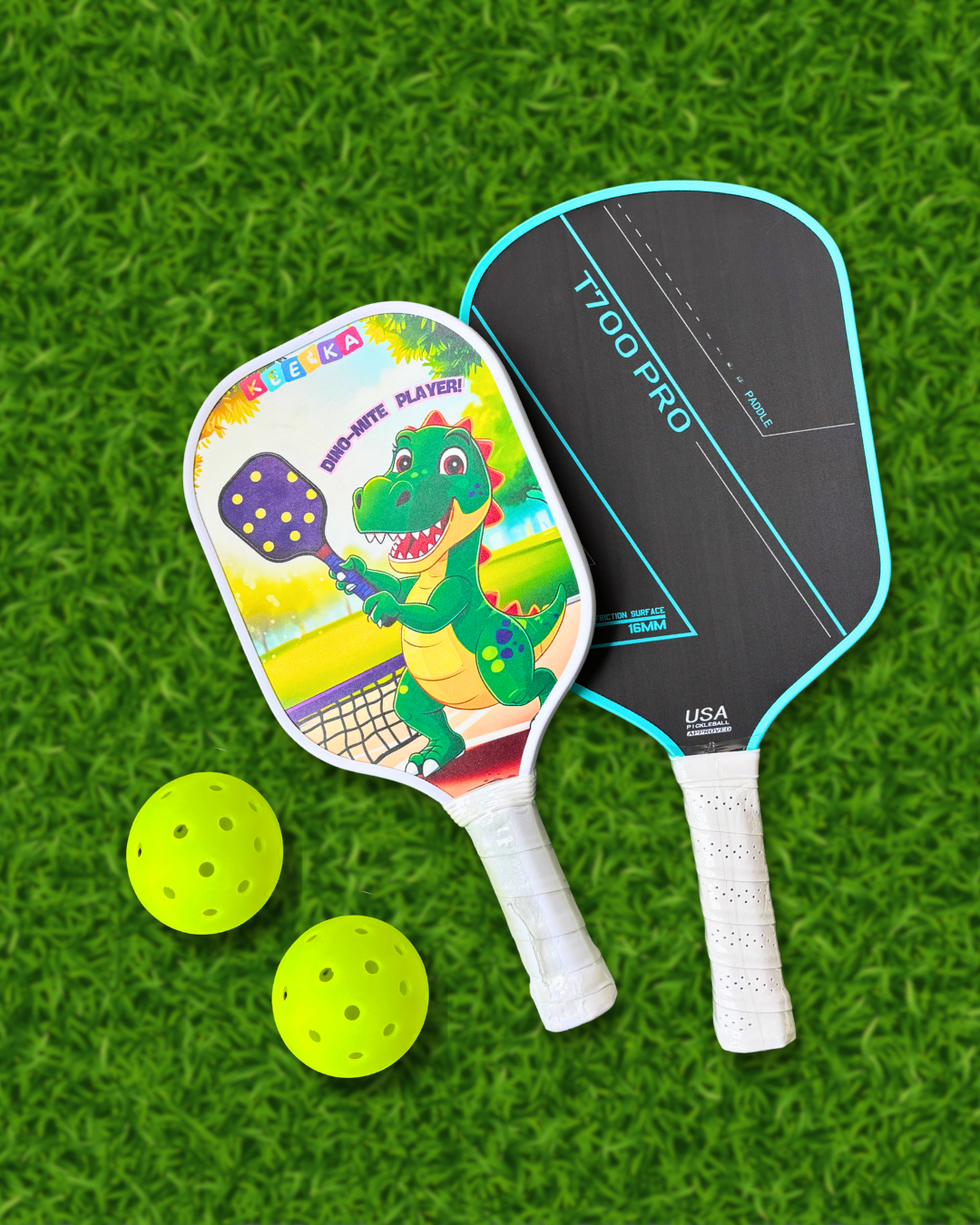 Pickleball Family Fun Set (1 Kids Paddle + 1 Adult Paddle + 2 Balls)