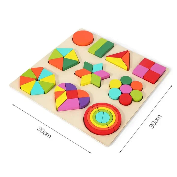 Wooden Shapes Puzzle Learning Toy, Montessori Game - Kee&Ka