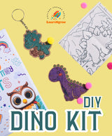 ILearnnGrow Dino Rakhi Combo – DIY Dinosaur Painting Kit with Dino Keychain, Fridge Magnet, Canvas Painting & Dino Rakhi