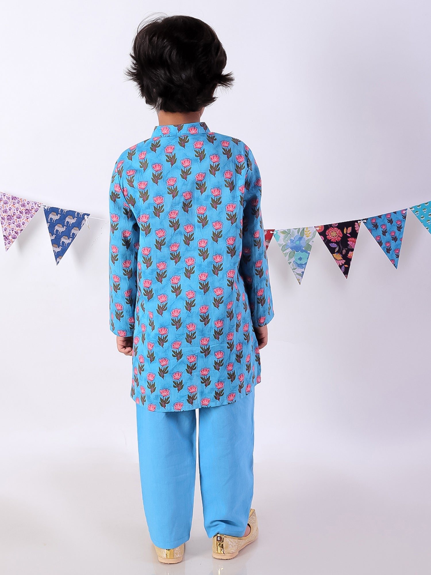 Boys Blue Kurta and Pyjama Ethnic Set - Kee&Ka