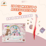28 Pcs Makeup & Accessories Kit + Hair Extensions