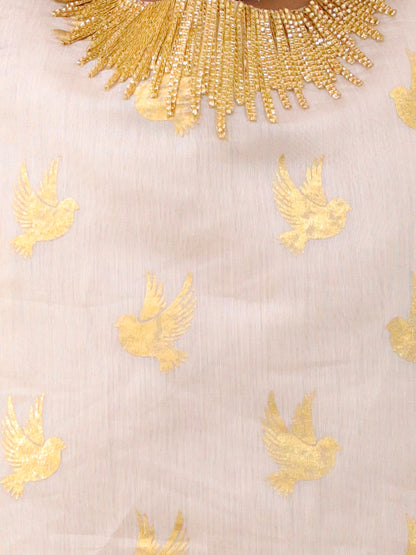 Off White Kurta and Dhoti Set For Girls