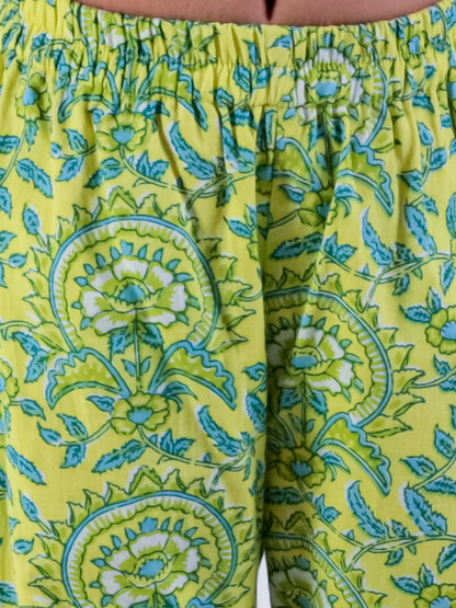 Girls Green Cotton Kurta with Sharara with Dupata Ethnic Set - Kee&Ka