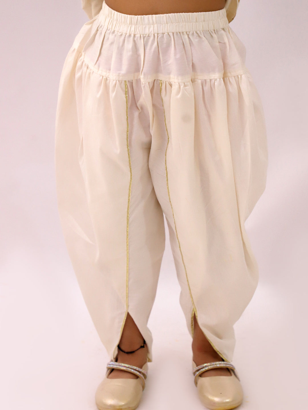 Off White Kurta and Dhoti Set For Girls