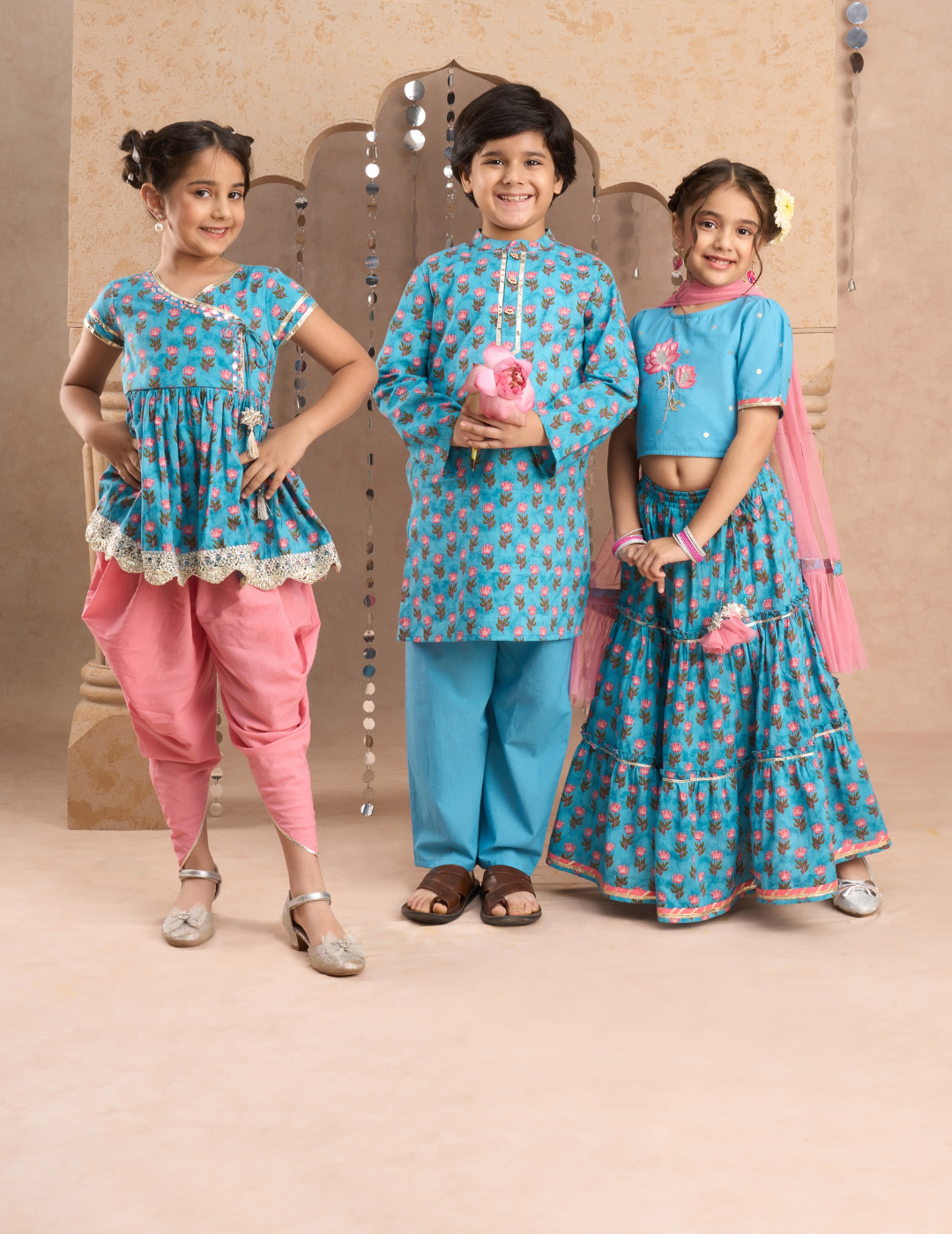 Boys Blue Kurta and Pyjama Ethnic Set - Kee&Ka