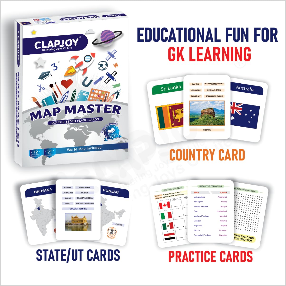 Clapjoy Map Master Educational Flash Cards - Kee&Ka
