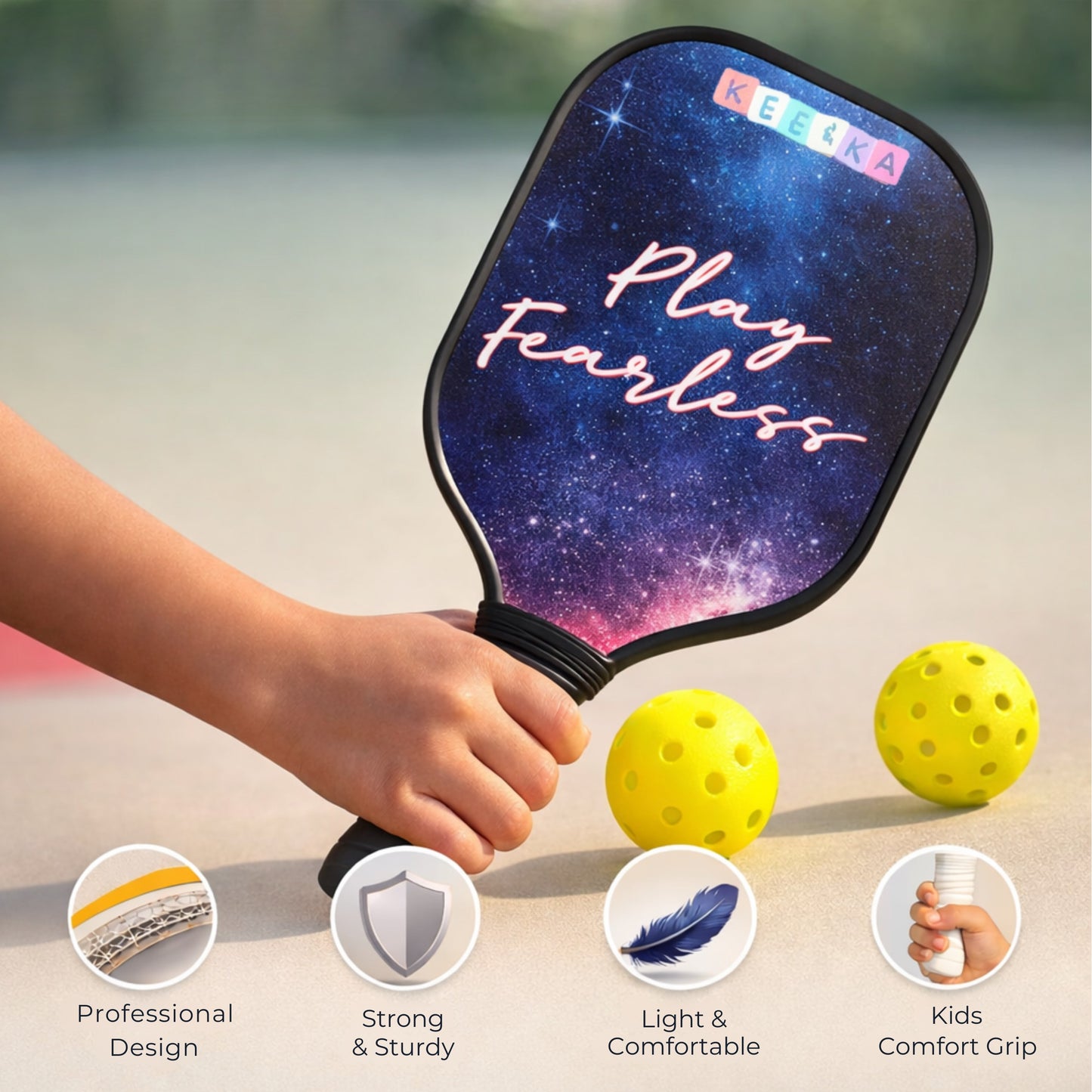 Kids Pickleball Paddle with Soft Grip & Wide Sweet Spot – Galaxy Design