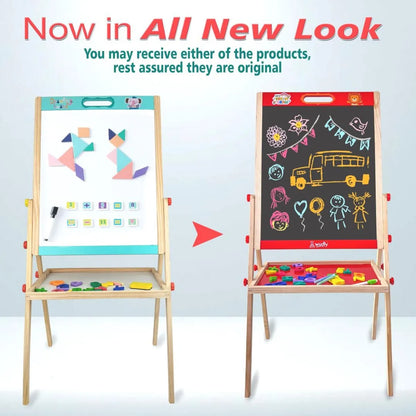 White And Black Wooden 3 In 1 Easel Board For Kids With Stand And Storage Tray - Kee&Ka