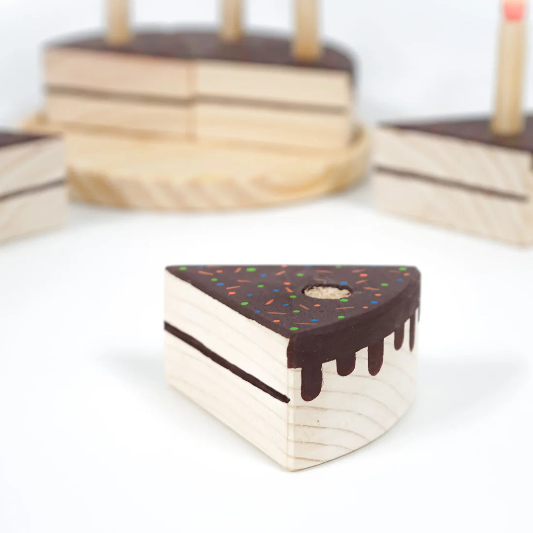 Wooden Chocolate Cake Toy with 6 Candles
