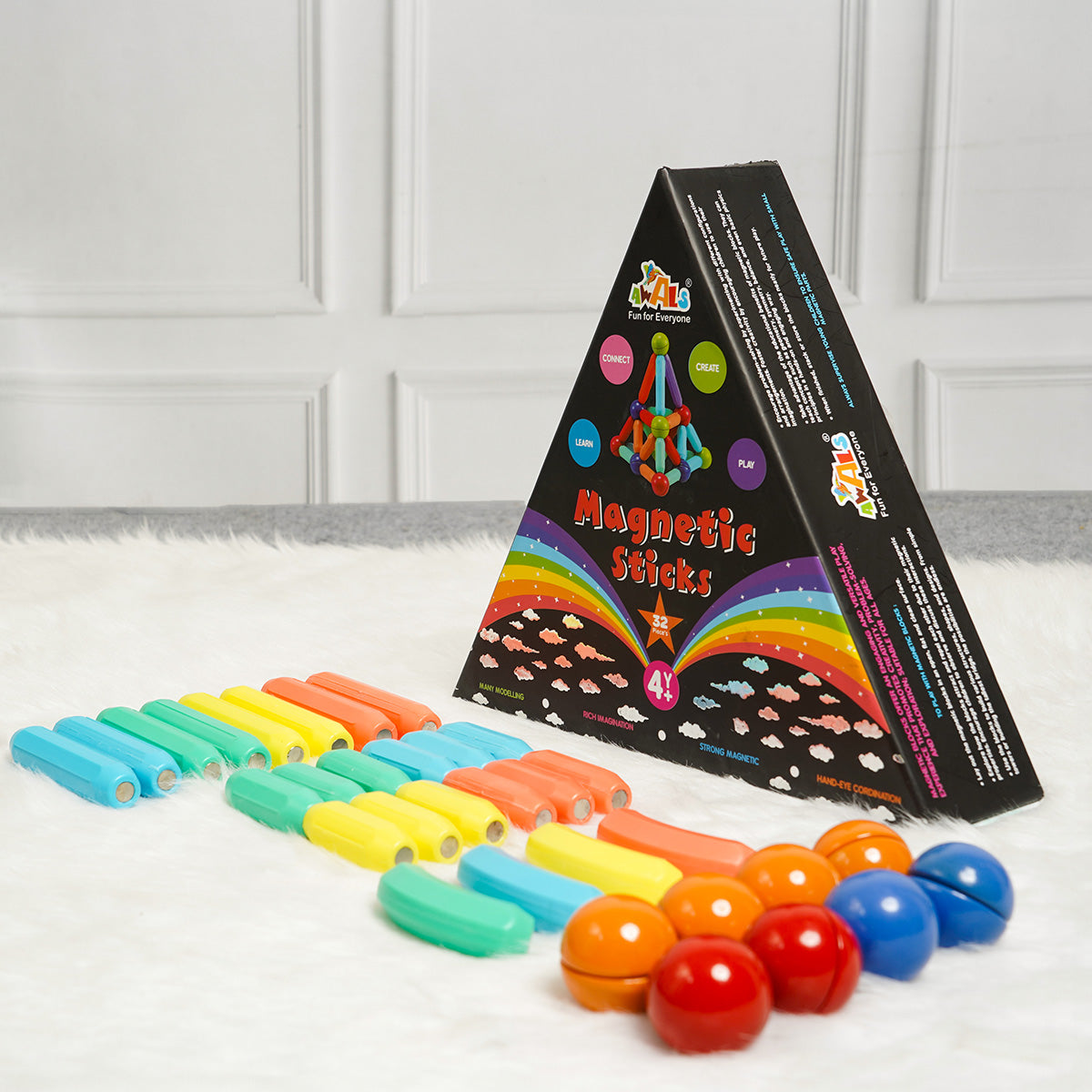 32 Pieces Magnetic Stick Blocks - Connect , Create , Learn and Play - Kee&Ka
