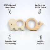 Elephant Wooden Teether & Whale Wooden Teether