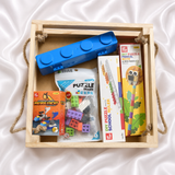 ILearnnGrow Lego Rakhi Hamper – Creative Gift Basket with Lego Frame, Pencil, Cutlery Set, Sharpener & Rakhi