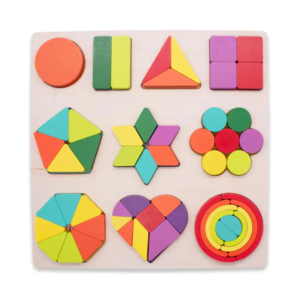 Wooden Shapes Puzzle Learning Toy, Montessori Game - Kee&Ka