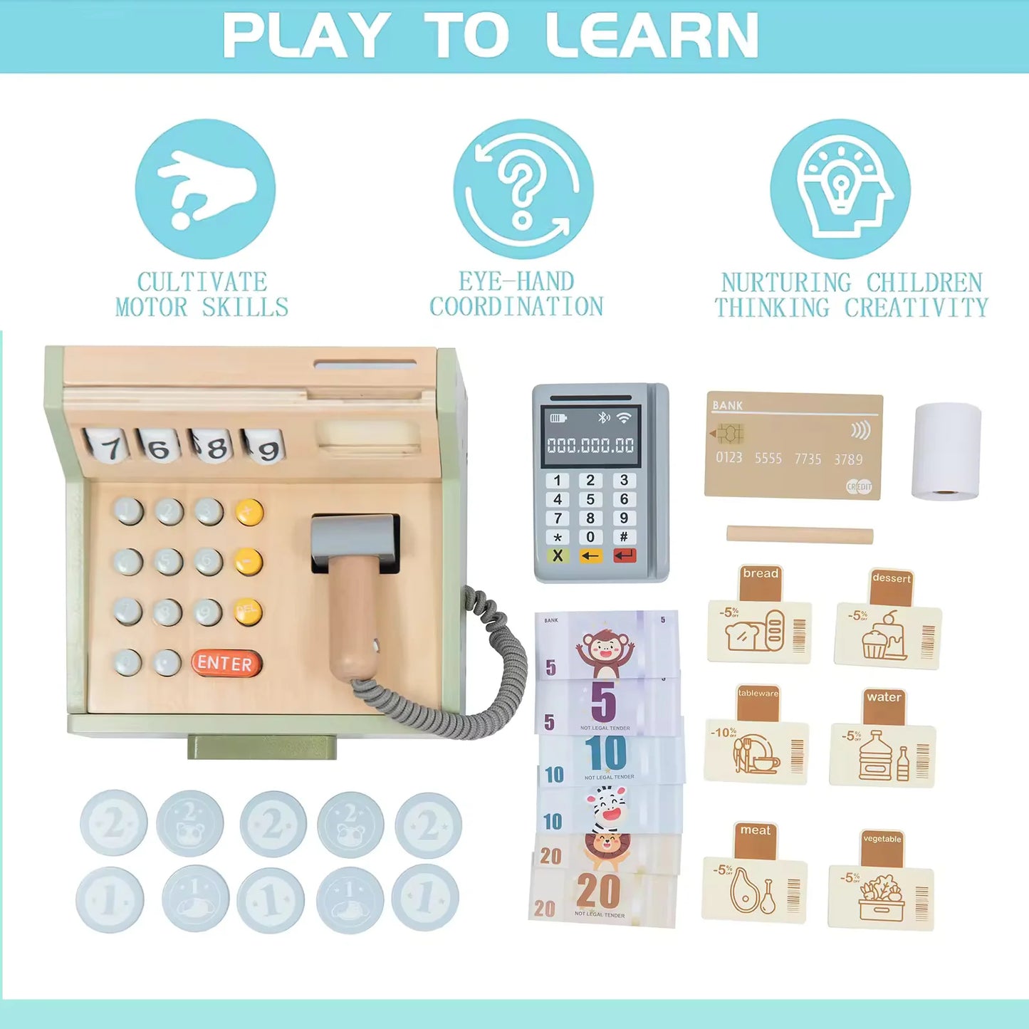 Cash Register Set - Pretend Play - Kee&Ka