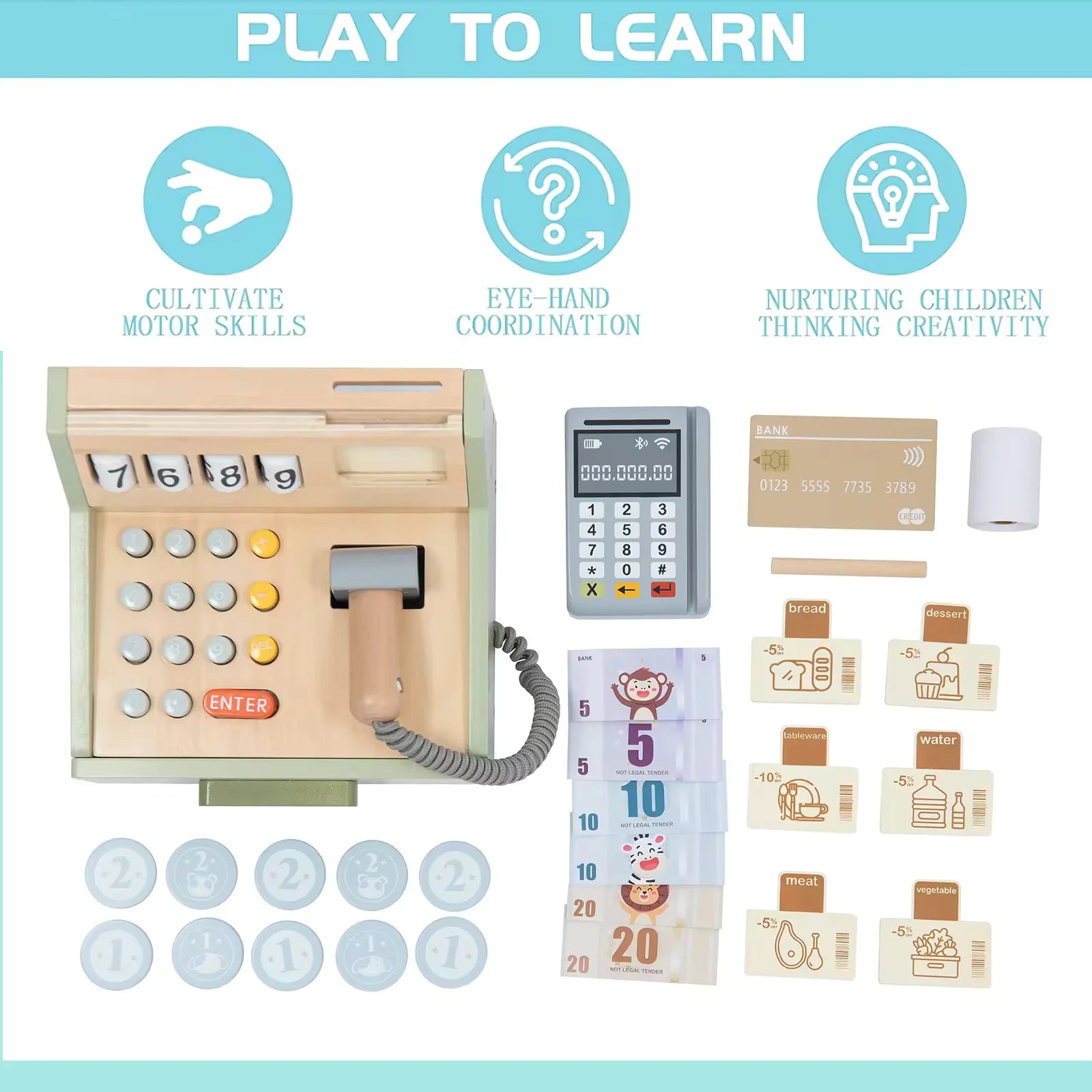 Cash Register Set - Pretend Play - Kee&Ka
