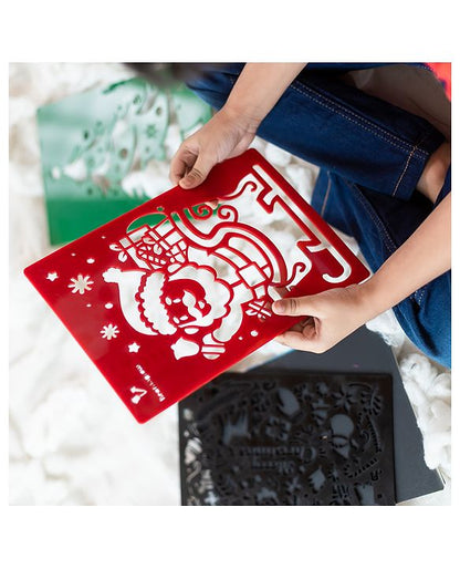 Santa Stencil With Scratch Book
