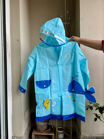 Transparent Window Space + Blue Fish Raincoat