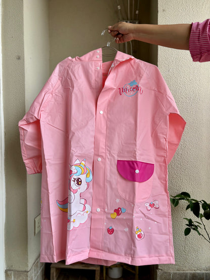 Transparent Window Pink + Unicorn Wings Raincoat