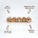 Eco-Friendly Wooden Insect Stamp Set for Toddlers | Montessori Playdough Learning Toy