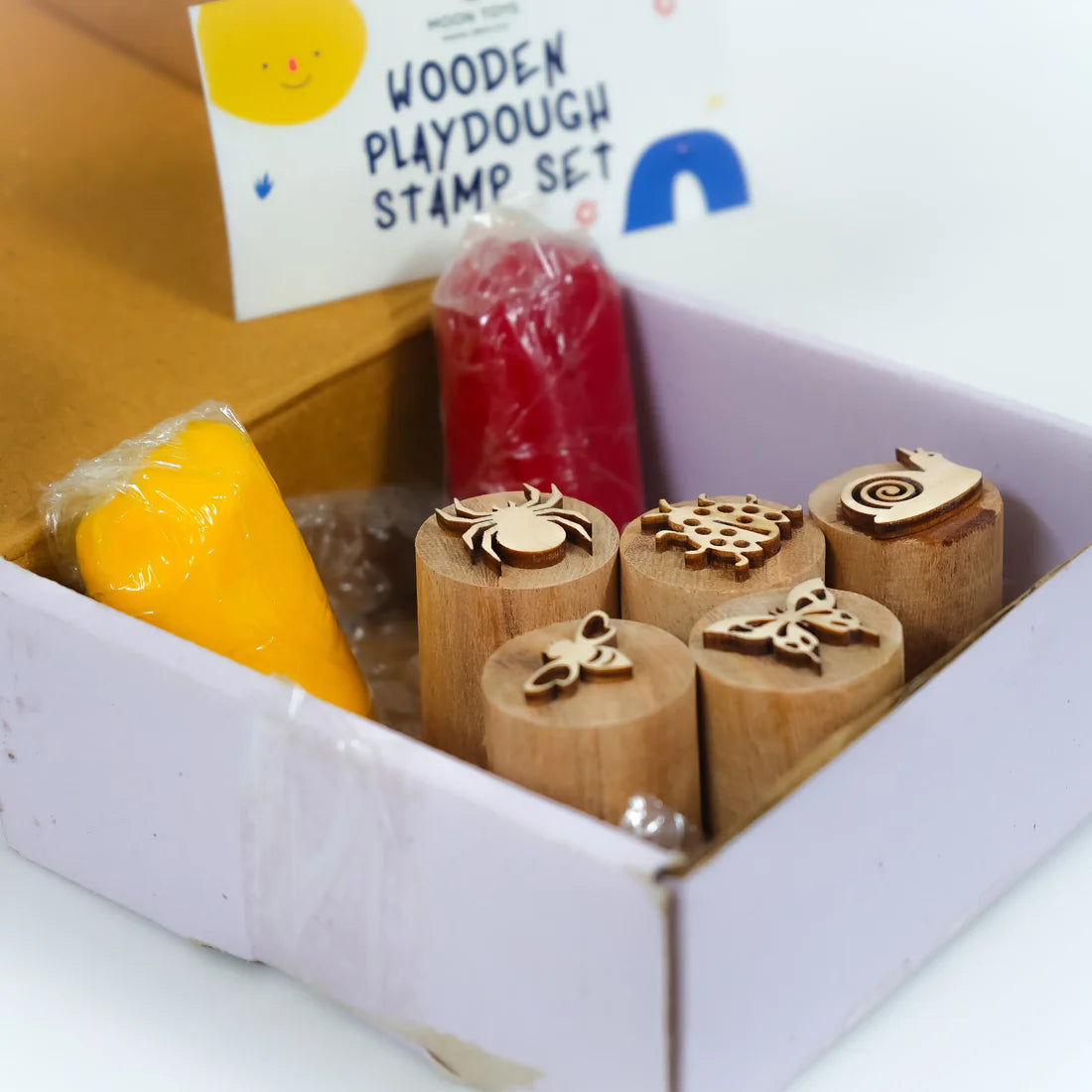 Eco-Friendly Wooden Insect Stamp Set for Toddlers | Montessori Playdough Learning Toy