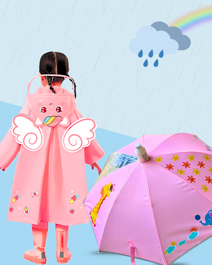 Transparent Window Pink + Unicorn Wings Raincoat