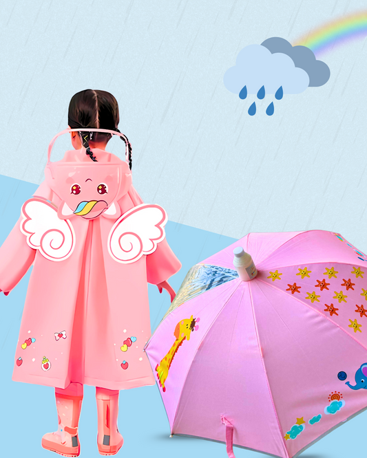 Transparent Window Pink + Unicorn Wings Raincoat