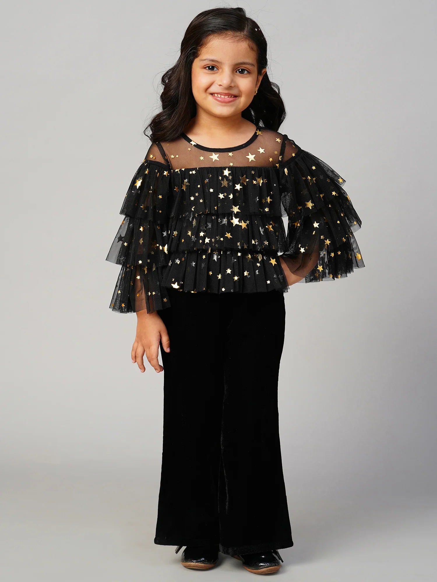 Glam Up Girls Shimmer Black Party Top - Kee&Ka