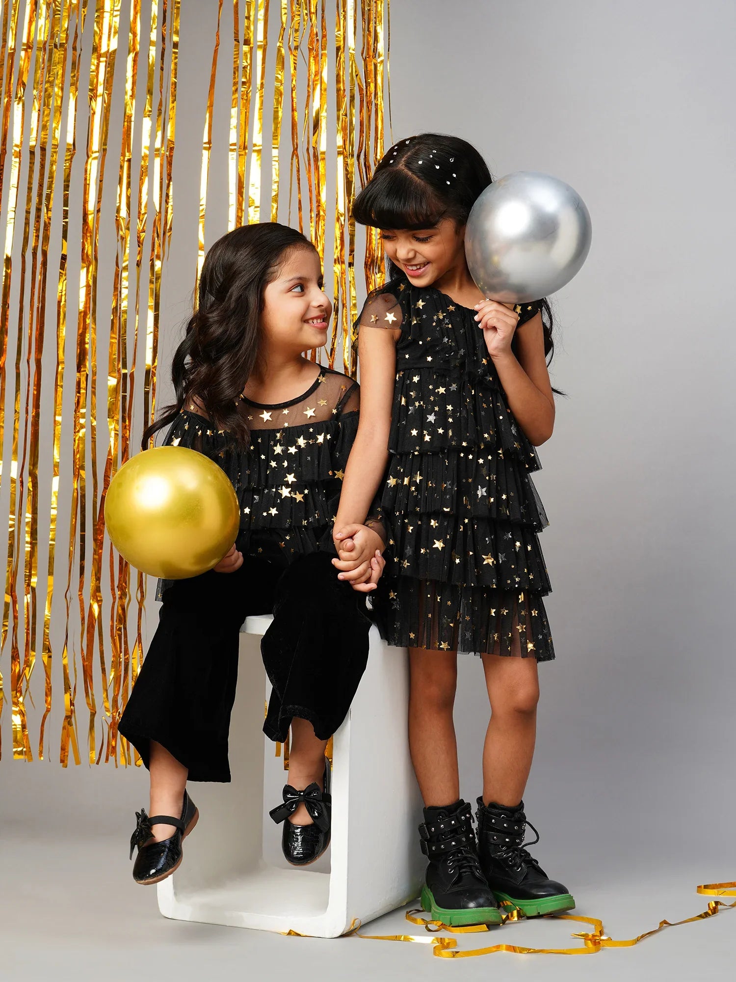 Glam Up Girls Shimmer Black Party Top - Kee&Ka