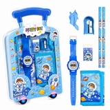 ILearnnGrow Luggage Packing Stationery Rakhi Combo – Complete School Essentials Gift Set with Watch, Wallet & Rakhi- Blue
