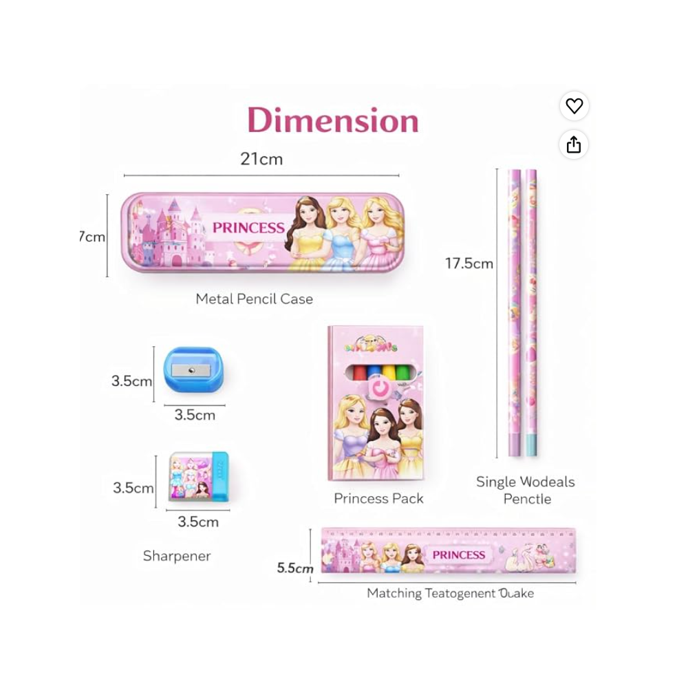 ILearnnGrow Princess Theme Stationery Rakhi Combo – Princess Pencil Box Set with Castle Rakhi for Kids