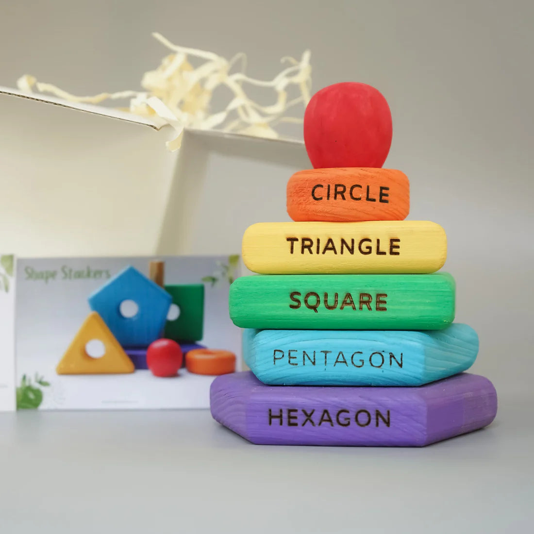Wooden Shape Stacker (Color - Rainbow)