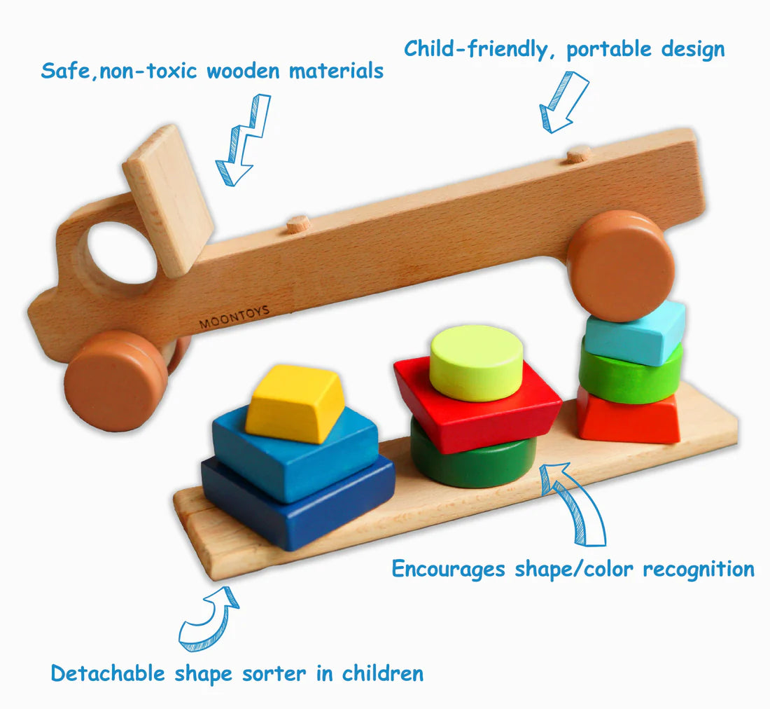 2-in-1 Detachable Shape Stacker Wooden Truck
