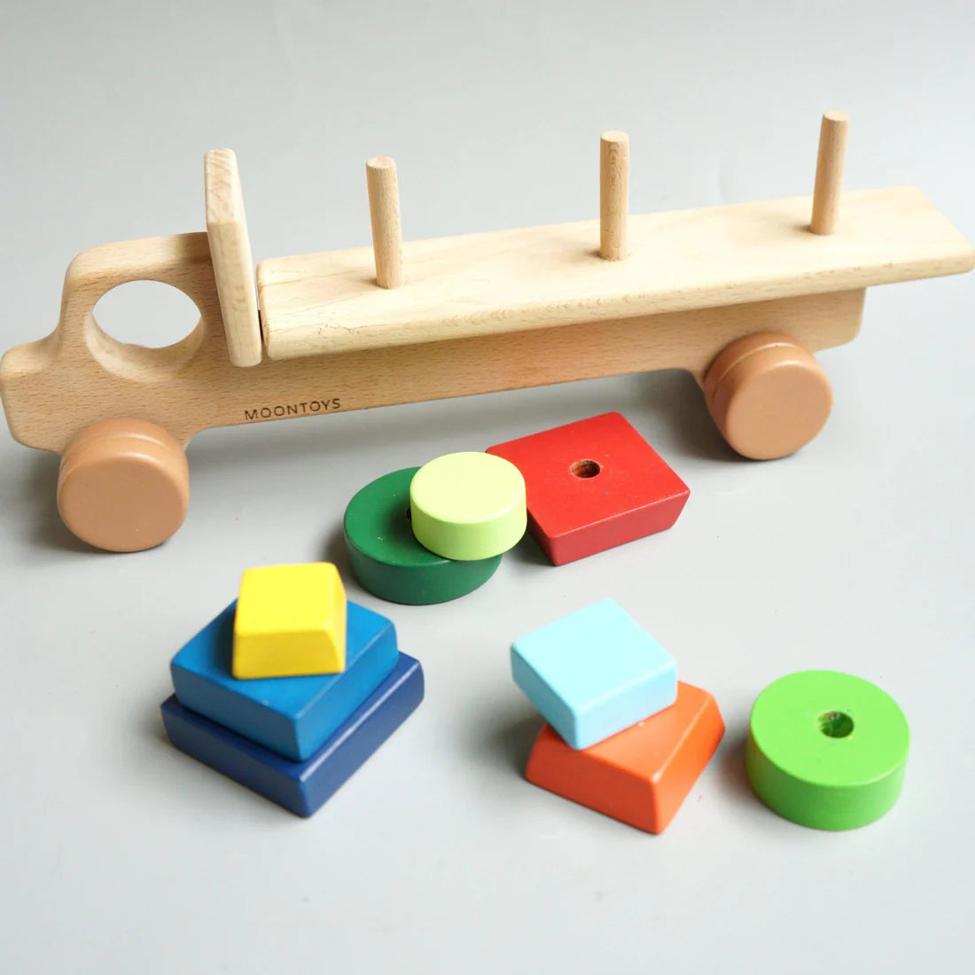 2-in-1 Detachable Shape Stacker Wooden Truck