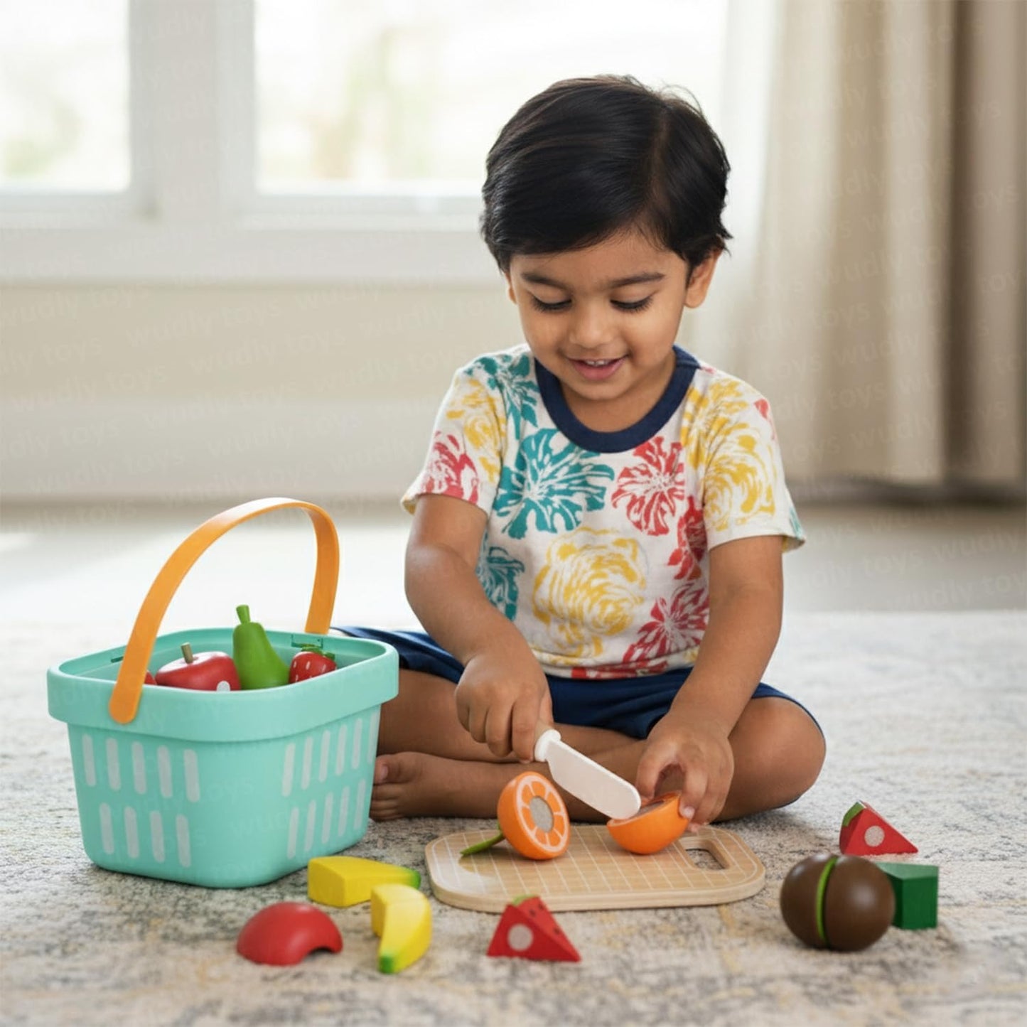 Wooden Cutting Fruit Magnetic Basket