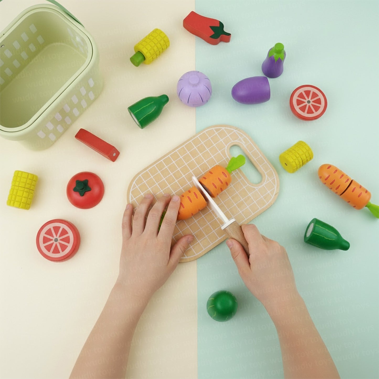 Wooden Cutting Vegetable Magnetic Basket
