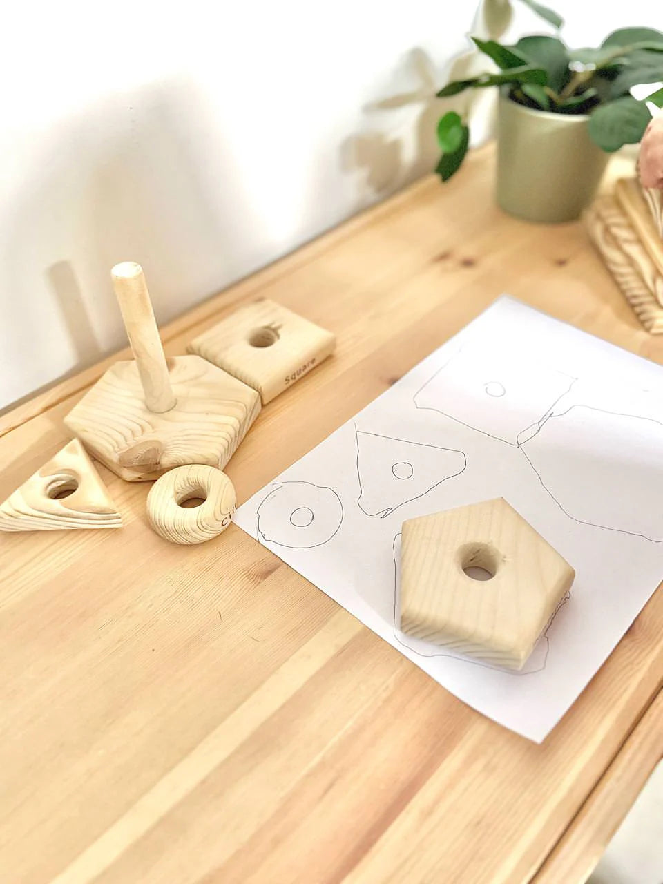 Montessori Wooden Shape Stacking Toy Set for Early Learning