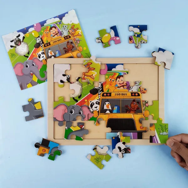 Zoo Theme Wooden Jigsaw-24 pieces - Kee&Ka
