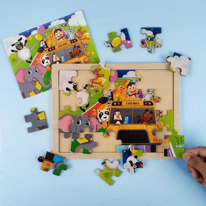 Zoo Theme Wooden Jigsaw-24 pieces - Kee&Ka