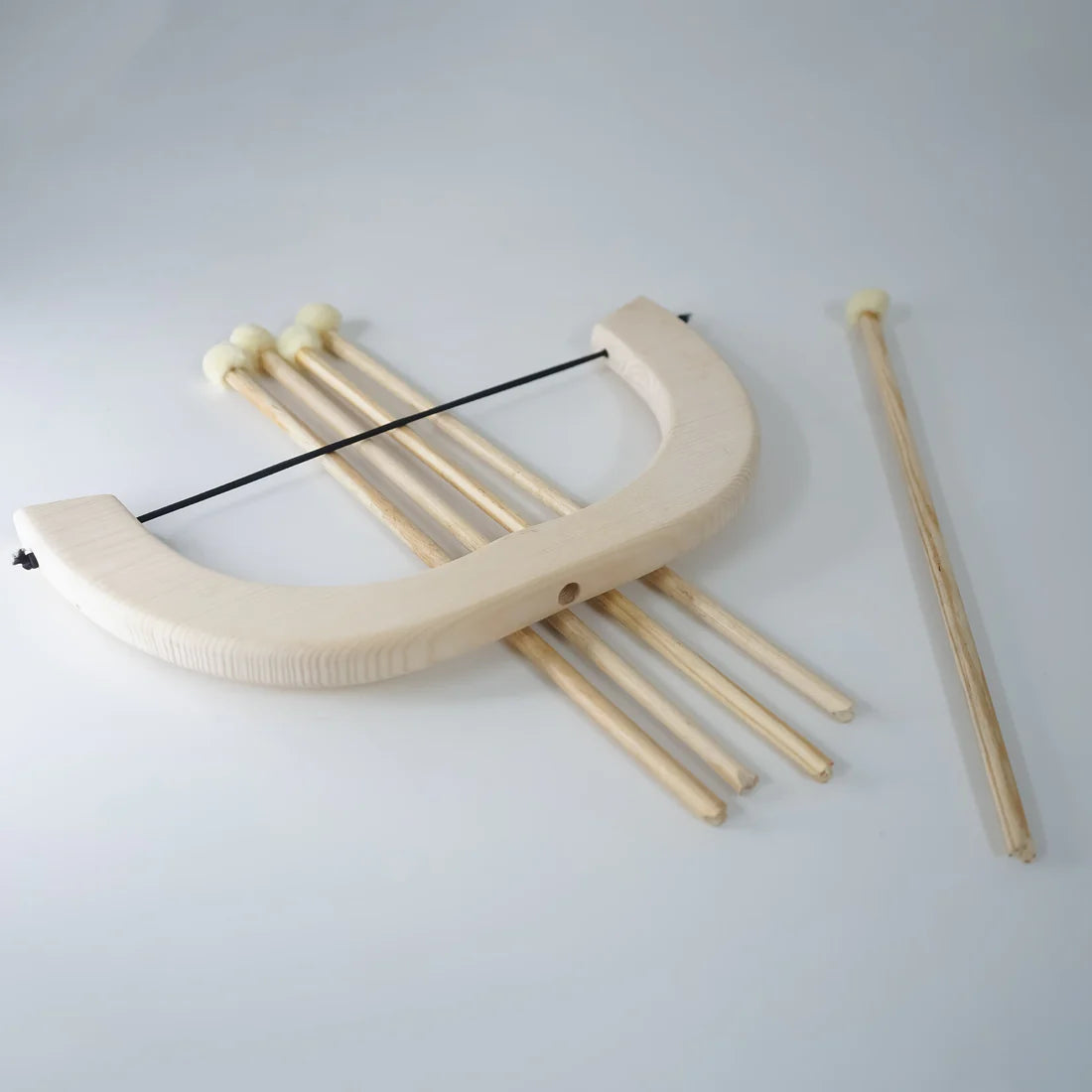 Handmade Wooden Bow and Arrow Set with Pom-Pom Arrows – Eco-Friendly Outdoor Archery Toy for Kids