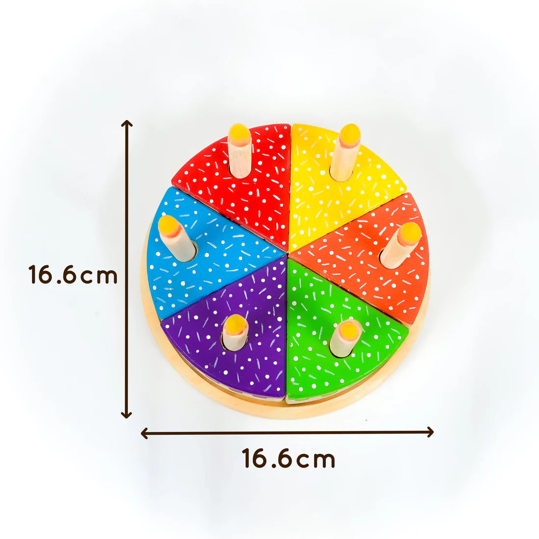 Wooden Rainbow Fruit Cake Toy with Candles | Montessori Educational Pretend Play Cake