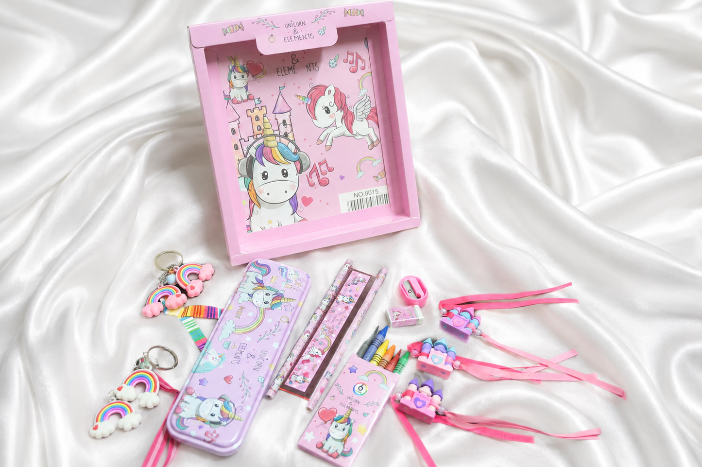 ILearnnGrow Unicorn Theme Stationery Rakhi Combo – Unicorn Pencil Box Set with Castle Rakhi for Kids