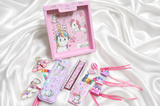ILearnnGrow Unicorn Theme Stationery Rakhi Combo – Unicorn Pencil Box Set with Castle Rakhi for Kids